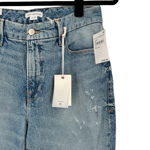 Good American Womens Good Classic Distressed Straight Leg Jeans Size 4 / 27 - Picture 6 of 13